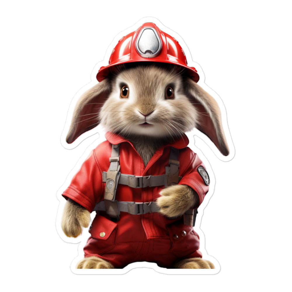 Britannia Petite Brave Firefighter Bunny Sticker - Stickerfy.ai