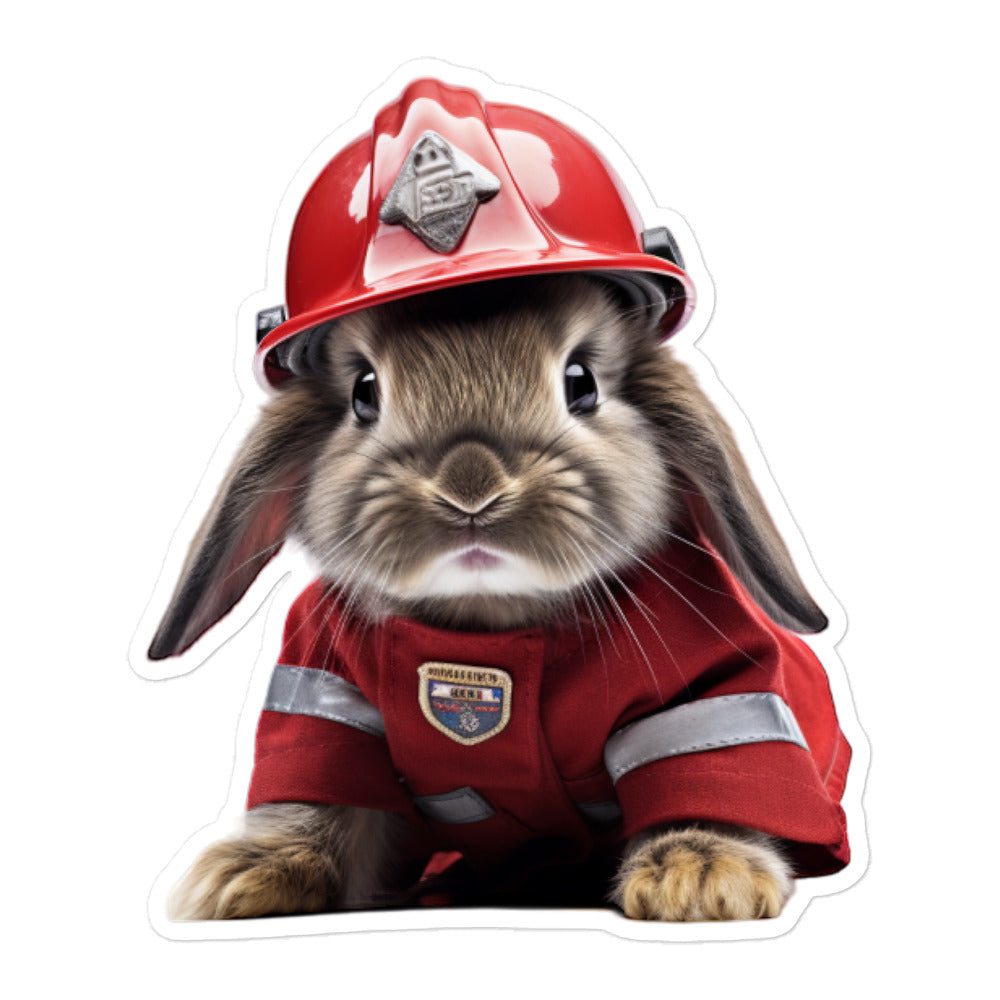 Britannia Petite Brave Firefighter Bunny Sticker - Stickerfy.ai