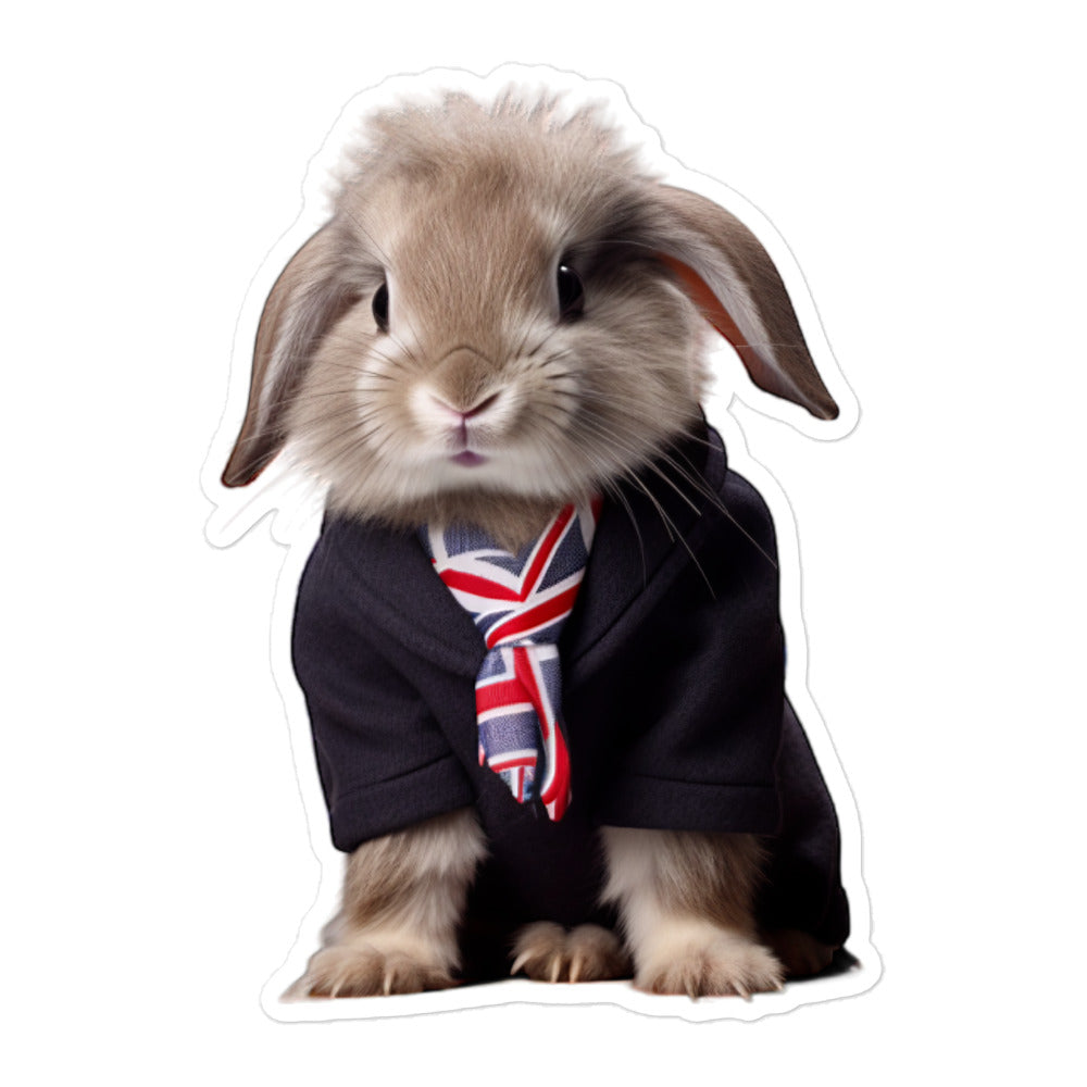 Britannia Petite Enthusiastic Student Bunny Sticker - Stickerfy.ai