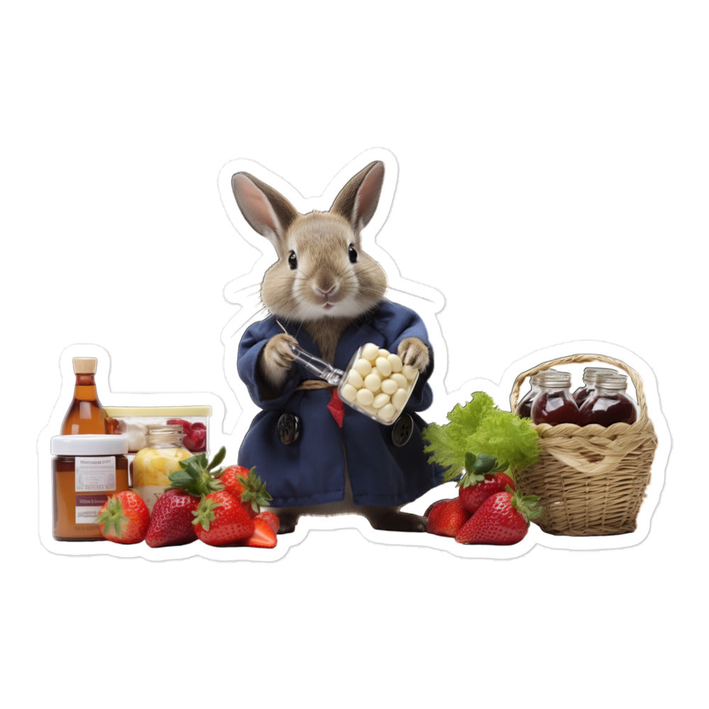 Britannia Petite Knowledgeable Pharmacist Bunny Sticker - Stickerfy.ai