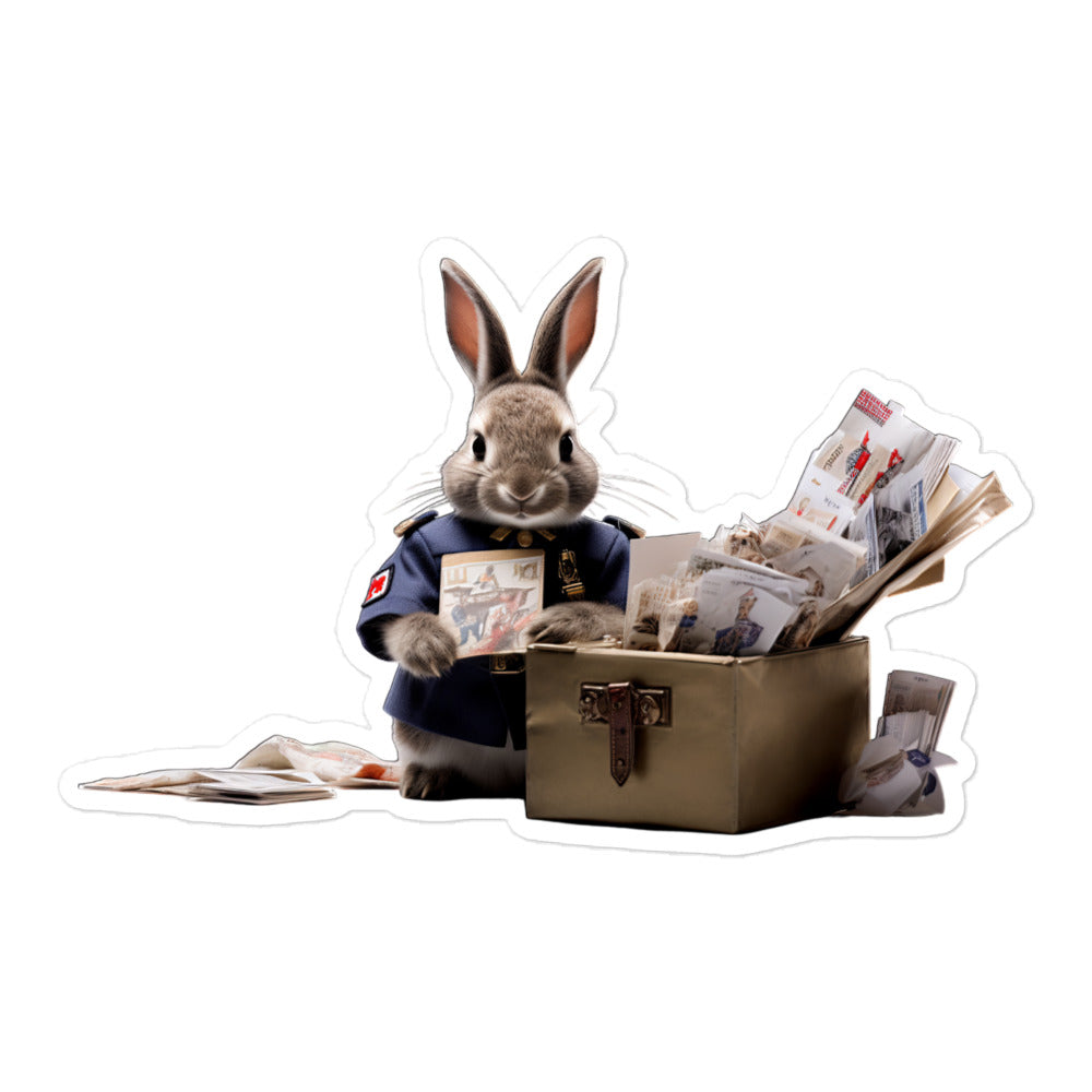 Britannia Petite Mail Carrier Bunny Sticker - Stickerfy.ai