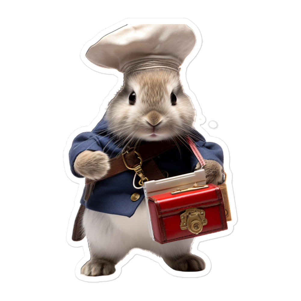 Britannia Petite Mail Carrier Bunny Sticker - Stickerfy.ai