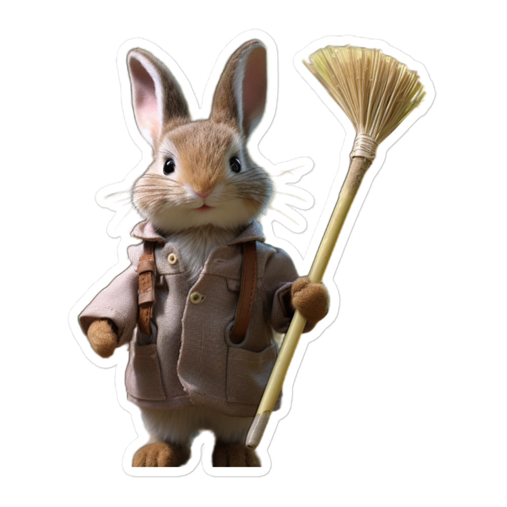 Britannia Petite Diligent Janitor Bunny Sticker - Stickerfy.ai