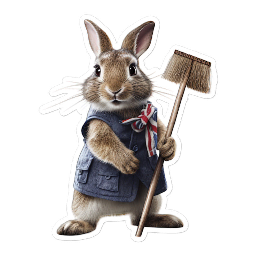 Britannia Petite Diligent Janitor Bunny Sticker - Stickerfy.ai