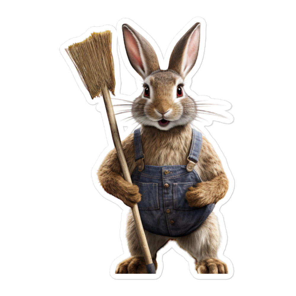 American Diligent Janitor Bunny Sticker - Stickerfy.ai