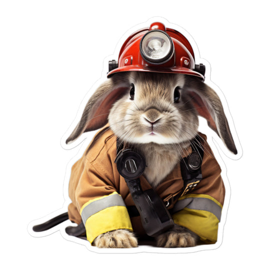 American Brave Firefighter Bunny Sticker - Stickerfy.ai