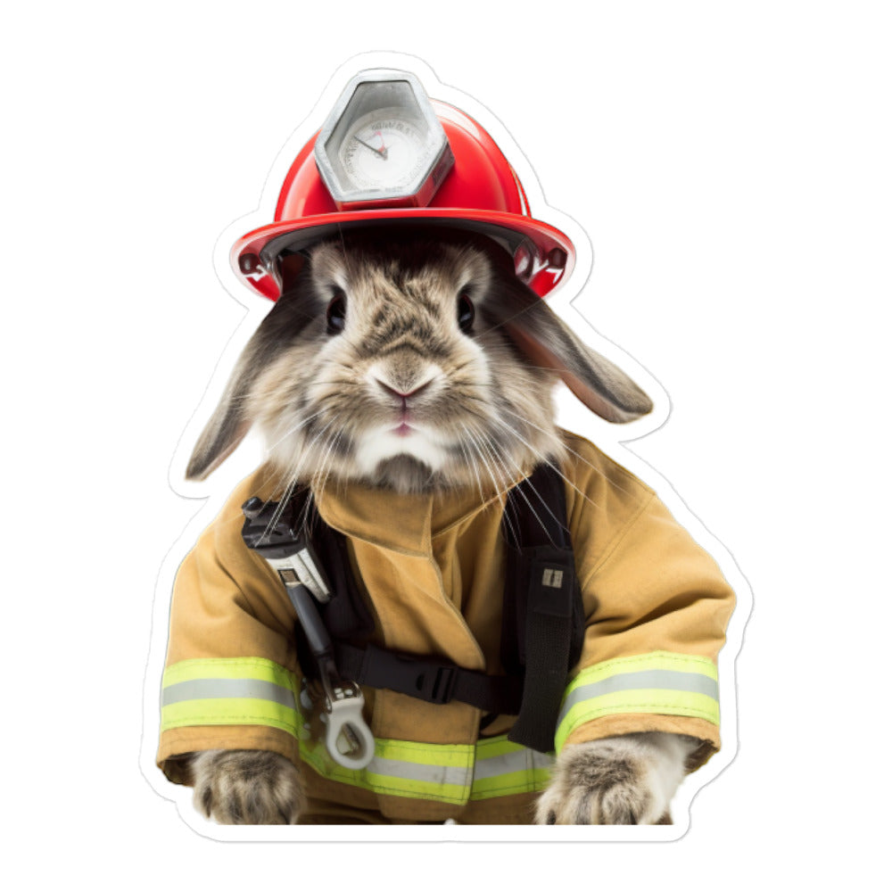 American Brave Firefighter Bunny Sticker - Stickerfy.ai