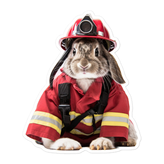 American Brave Firefighter Bunny Sticker - Stickerfy.ai