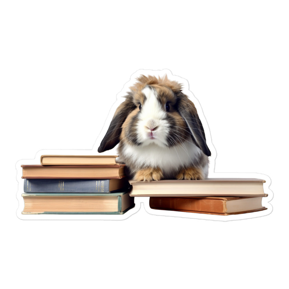 American Fuzzy Lop Enthusiastic Student Bunny Sticker - Stickerfy.ai