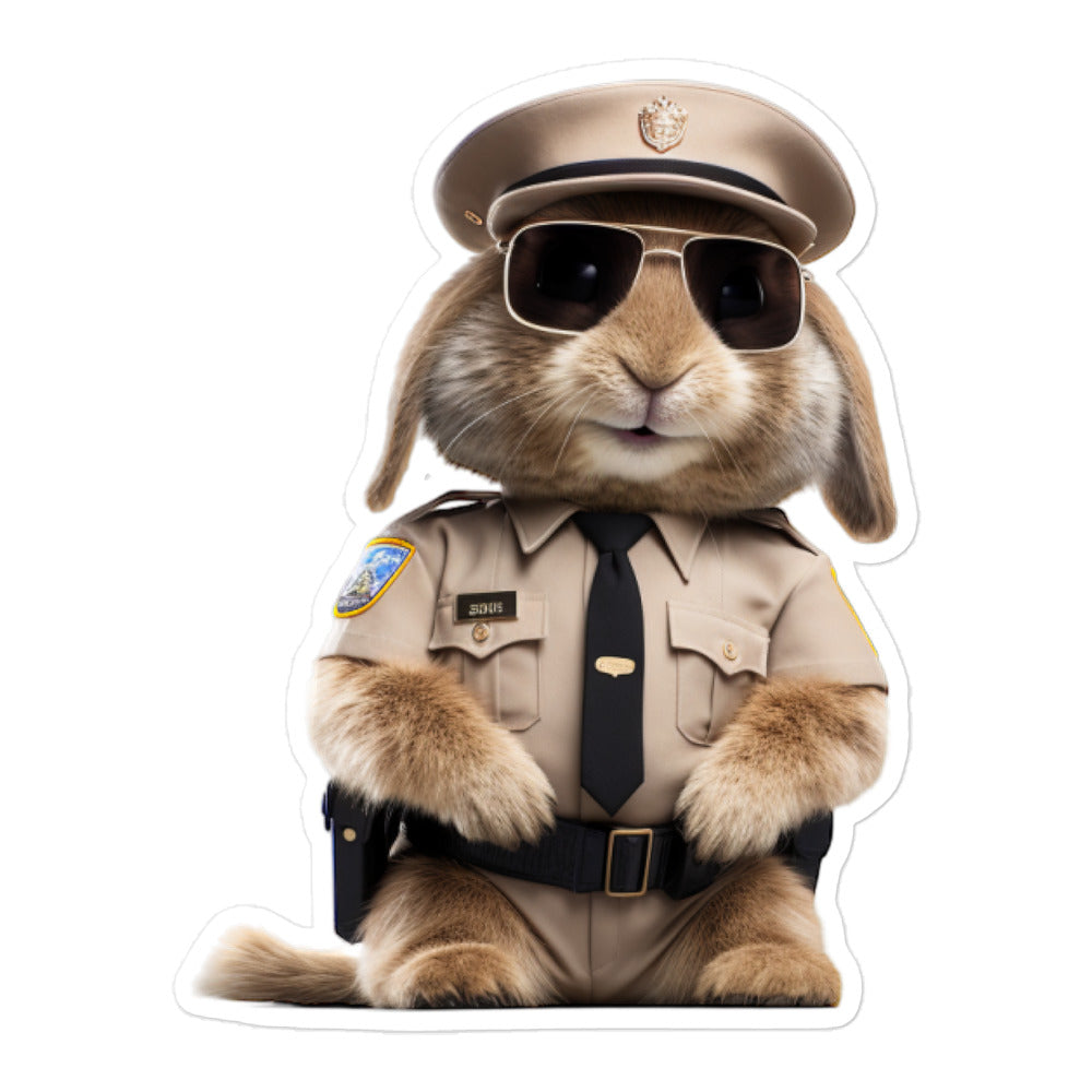 American Fuzzy Lop Security Officer Bunny Sticker - Stickerfy.ai