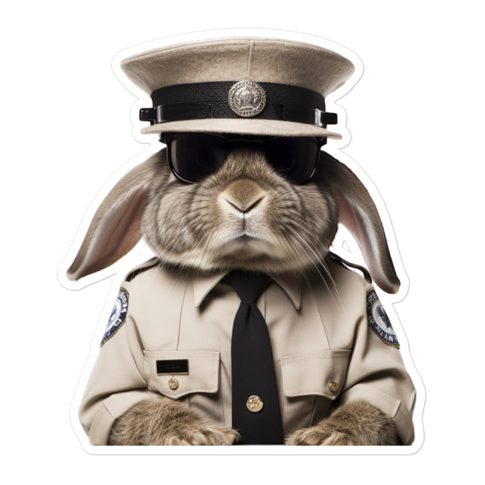 American Fuzzy Lop Security Officer Bunny Sticker - Stickerfy.ai