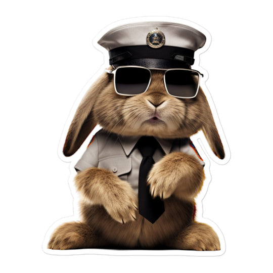 American Fuzzy Lop Security Officer Bunny Sticker - Stickerfy.ai