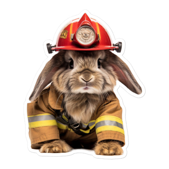 American Fuzzy Lop Brave Firefighter Bunny Sticker - Stickerfy.ai