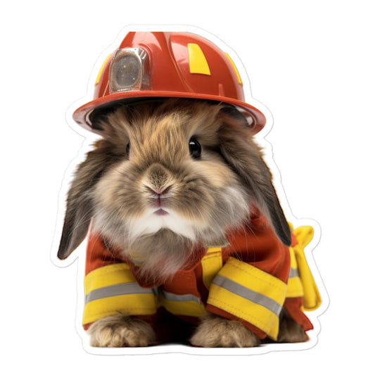 American Fuzzy Lop Brave Firefighter Bunny Sticker - Stickerfy.ai