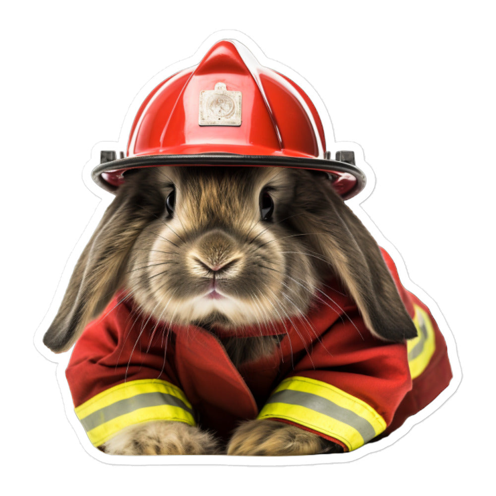 American Fuzzy Lop Brave Firefighter Bunny Sticker - Stickerfy.ai