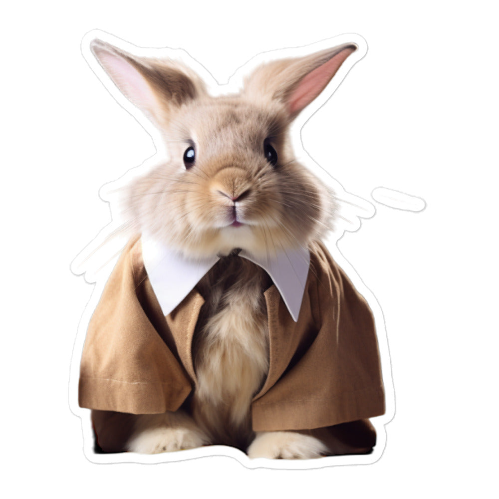 Angora Enthusiastic Student Bunny Sticker - Stickerfy.ai