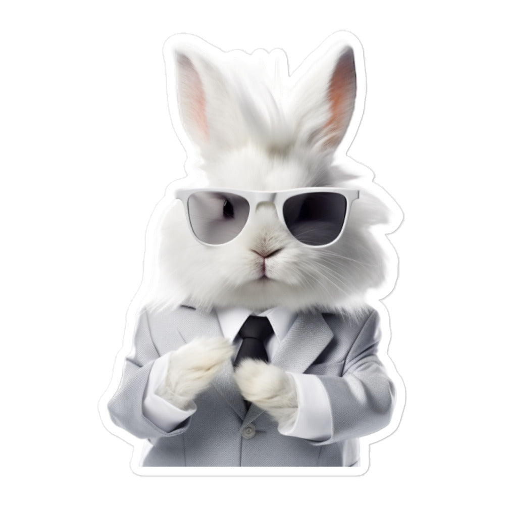 Angora Persuasive Sales Bunny Sticker - Stickerfy.ai