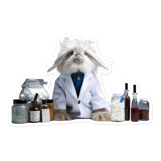 Angora Knowledgeable Pharmacist Bunny Sticker - Stickerfy.ai