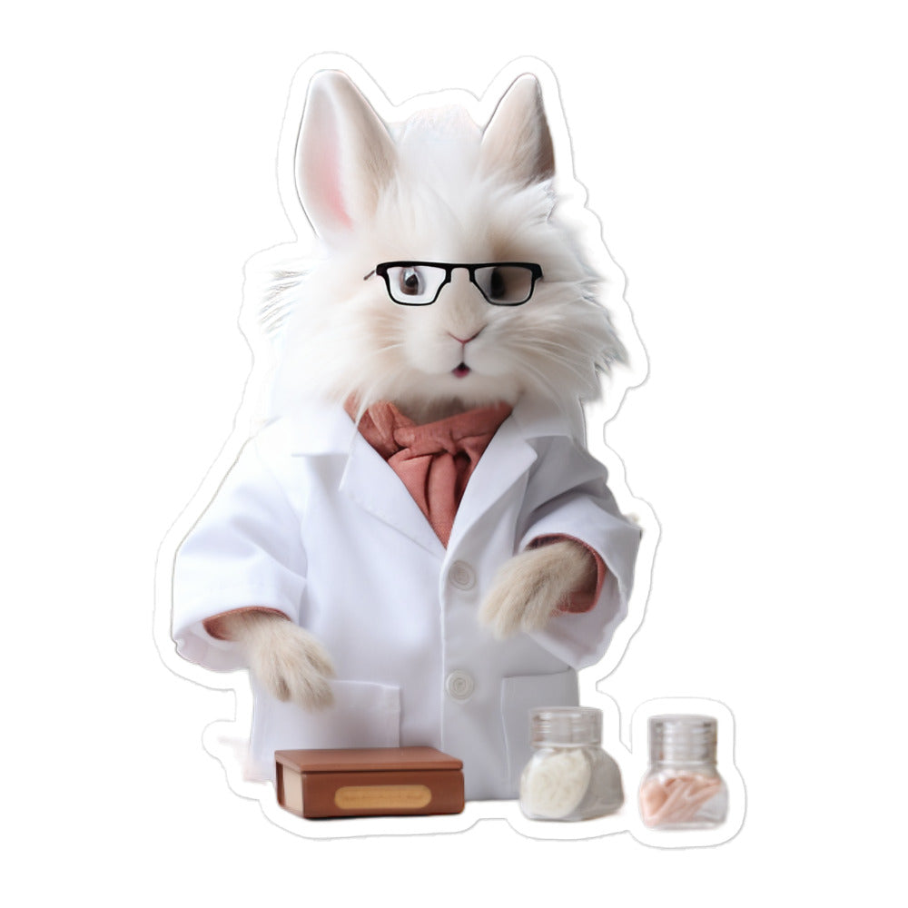 Angora Knowledgeable Pharmacist Bunny Sticker - Stickerfy.ai