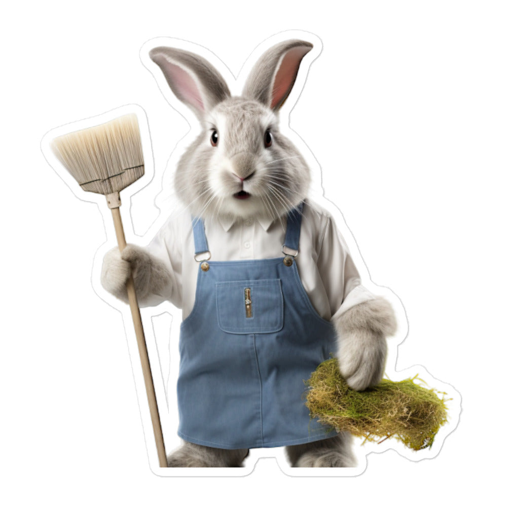 Angora Diligent Janitor Bunny Sticker - Stickerfy.ai