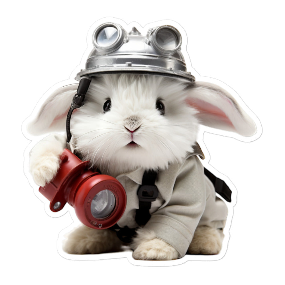 Angora Brave Firefighter Bunny Sticker - Stickerfy.ai