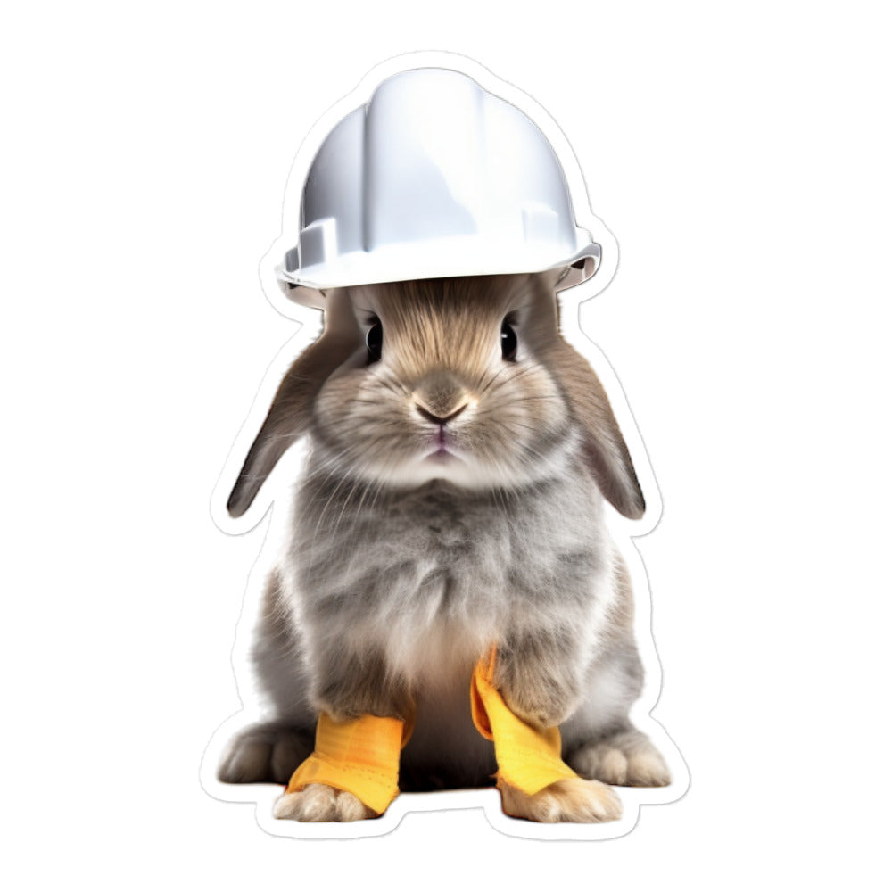 Angora Contractor Bunny Sticker - Stickerfy.ai