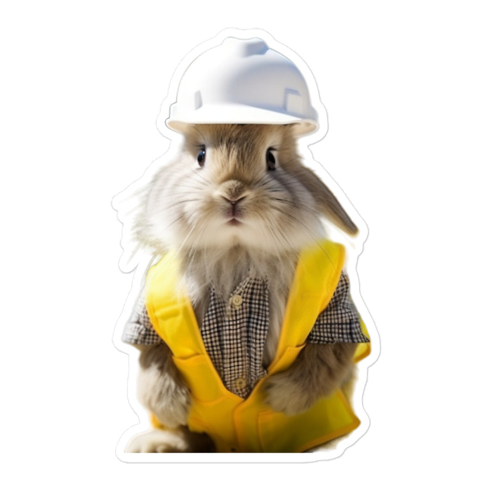 Angora Contractor Bunny Sticker - Stickerfy.ai