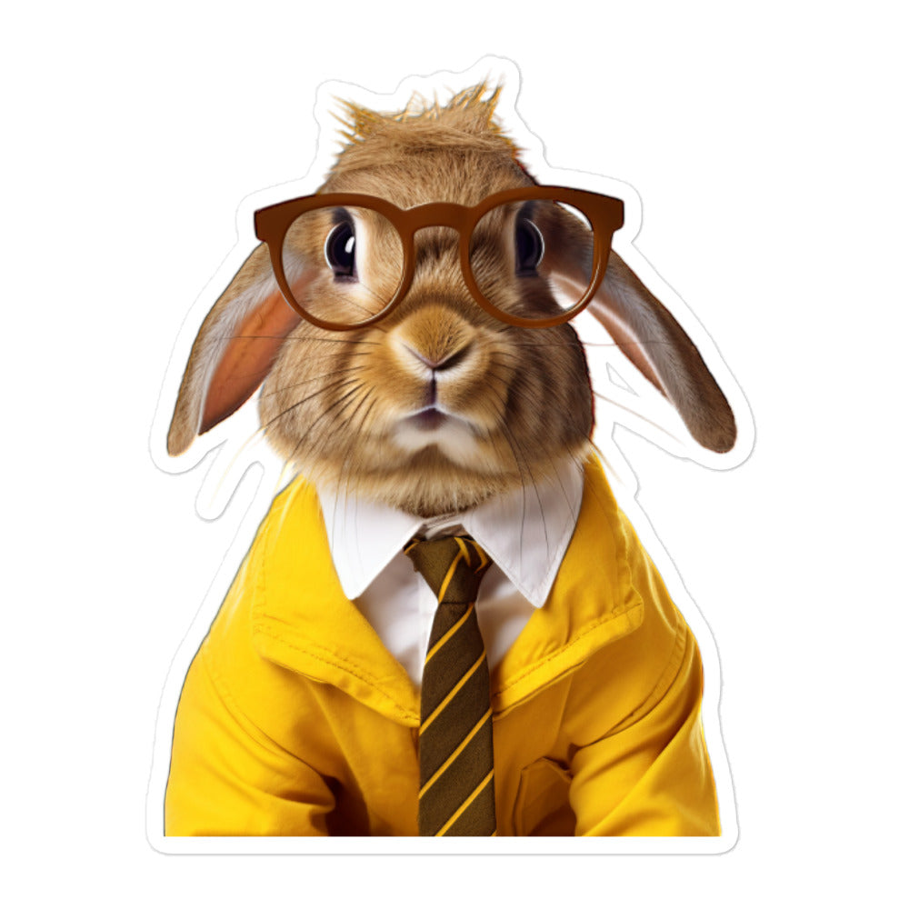Belgian Hare Enthusiastic Student Bunny Sticker - Stickerfy.ai