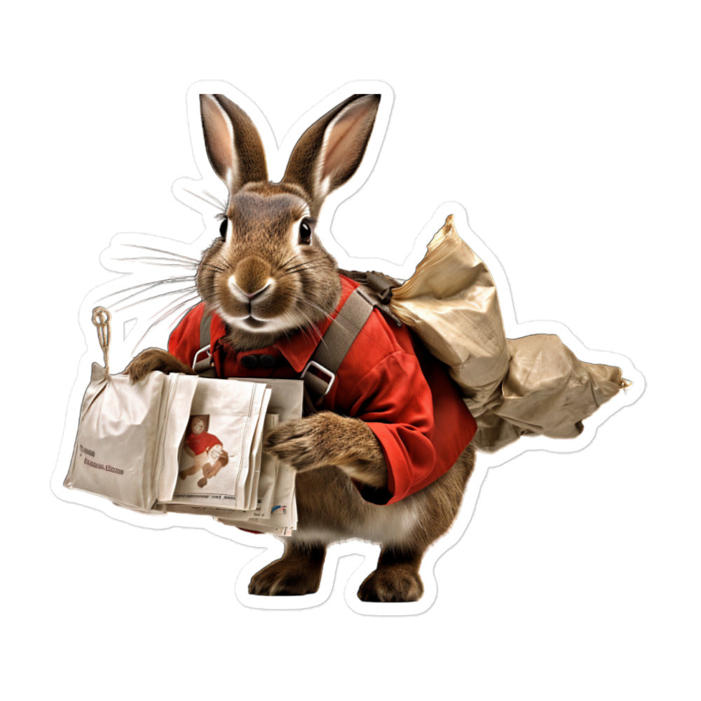 Belgian Hare Mail Carrier Bunny Sticker - Stickerfy.ai