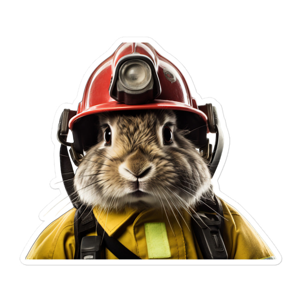 Belgian Hare Brave Firefighter Bunny Sticker - Stickerfy.ai