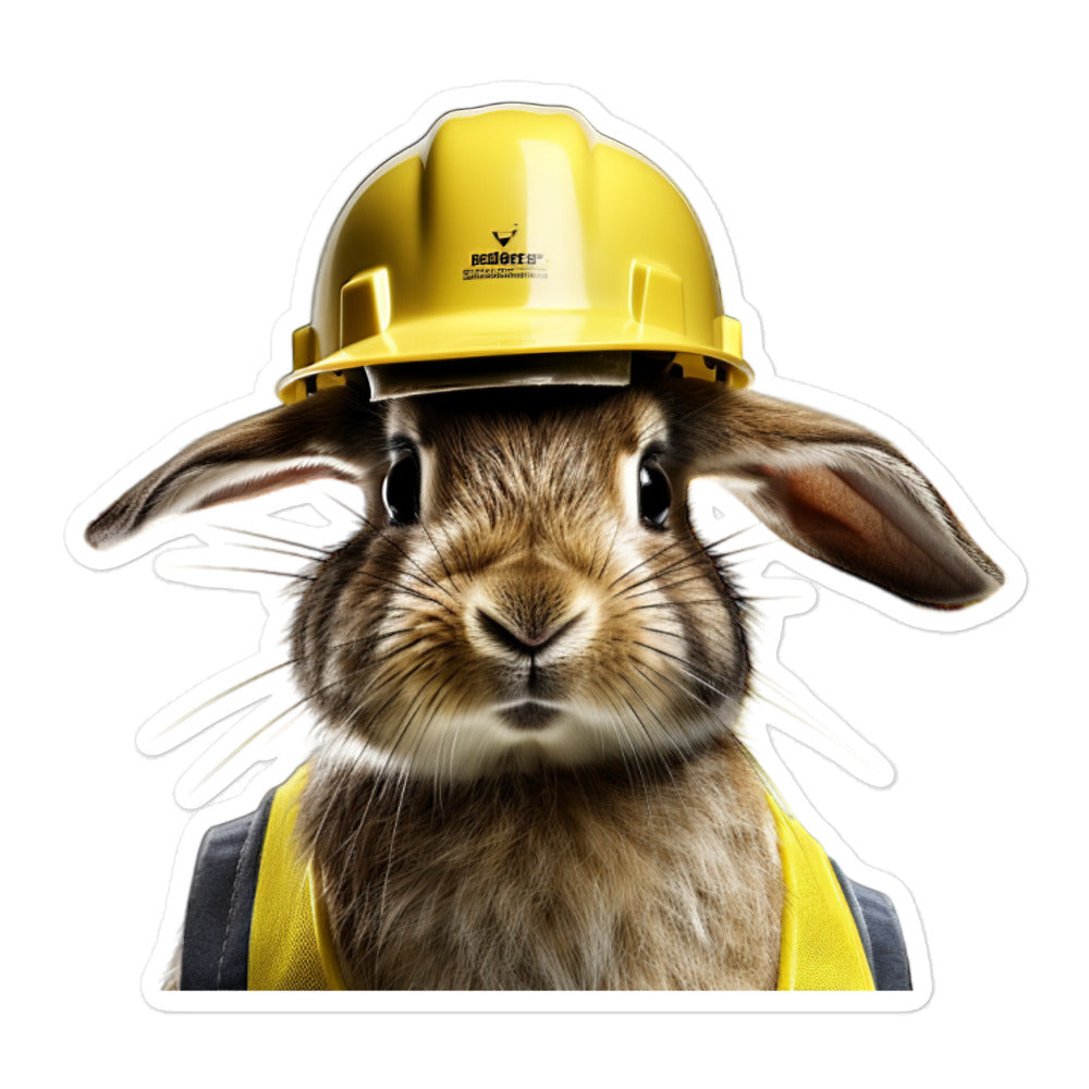 Belgian Hare Contractor Bunny Sticker - Stickerfy.ai