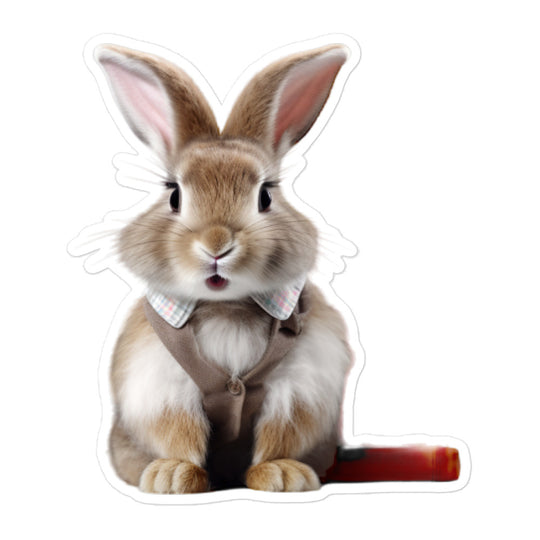 Beveren Enthusiastic Student Bunny Sticker - Stickerfy.ai