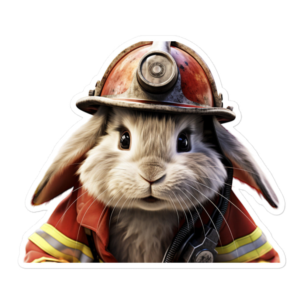 Beveren Brave Firefighter Bunny Sticker - Stickerfy.ai