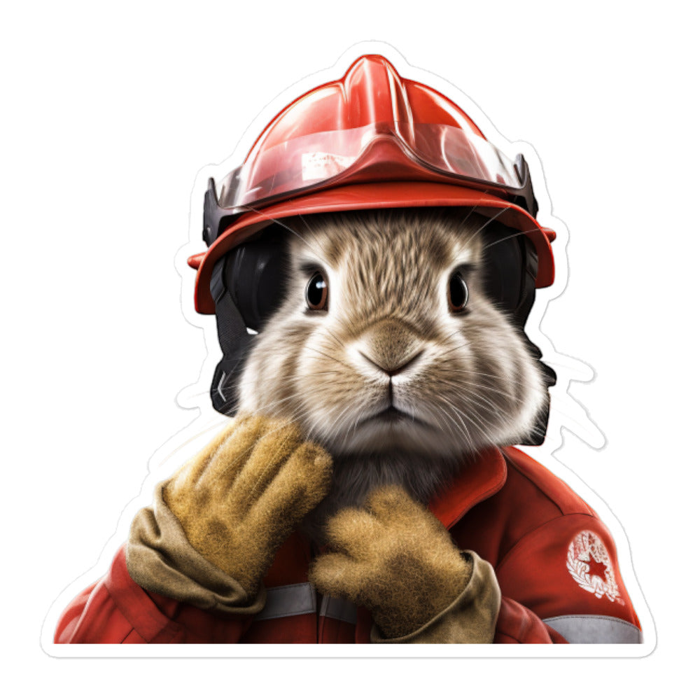 Beveren Brave Firefighter Bunny Sticker - Stickerfy.ai