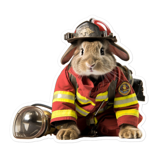 Californian Brave Firefighter Bunny Sticker - Stickerfy.ai