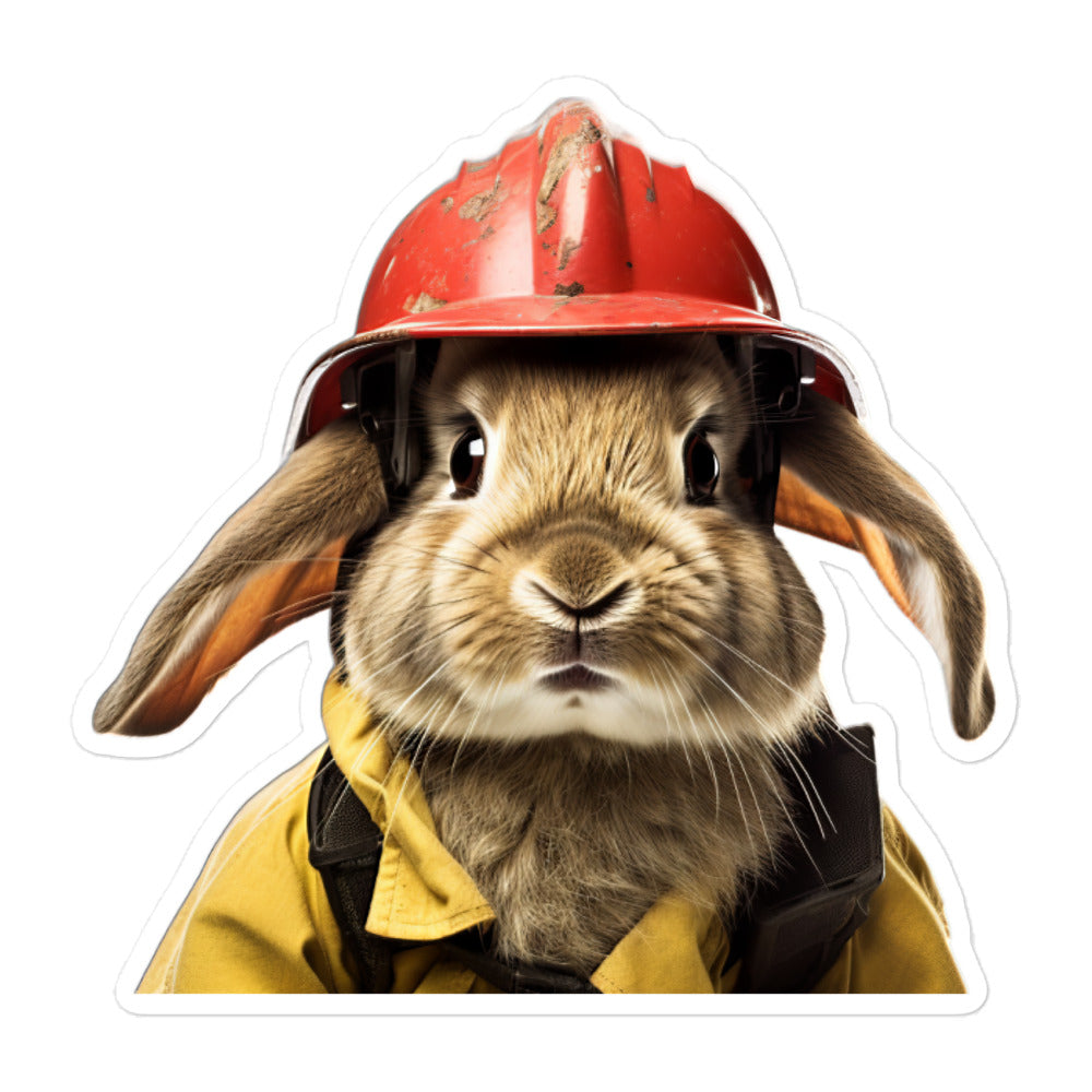 Californian Brave Firefighter Bunny Sticker - Stickerfy.ai