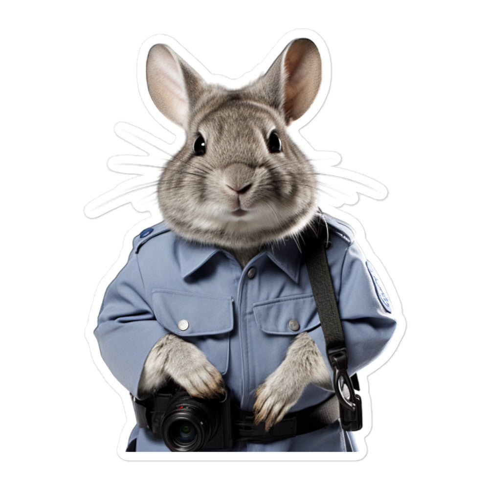 Chinchilla Security Officer Bunny Sticker - Stickerfy.ai