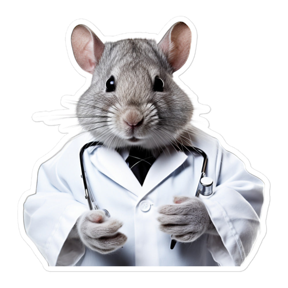 Chinchilla Knowledgeable Pharmacist Bunny Sticker - Stickerfy.ai