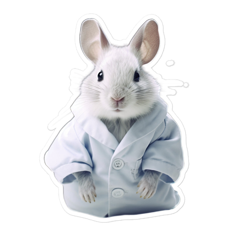 Chinchilla Knowledgeable Pharmacist Bunny Sticker - Stickerfy.ai