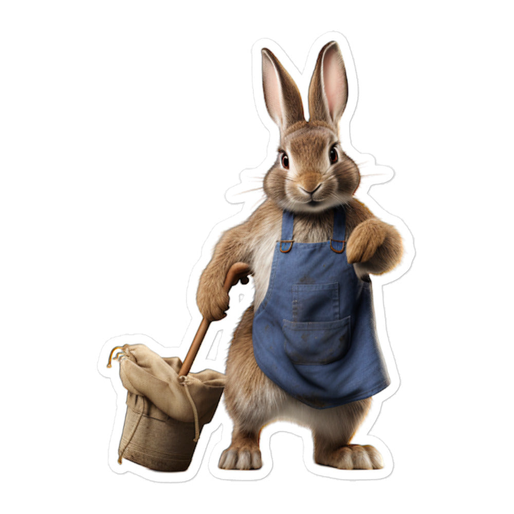 Dutch Diligent Janitor Bunny Sticker - Stickerfy.ai