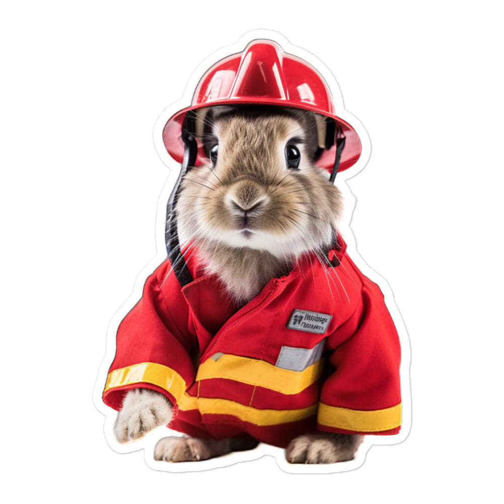 Dutch Brave Firefighter Bunny Sticker - Stickerfy.ai