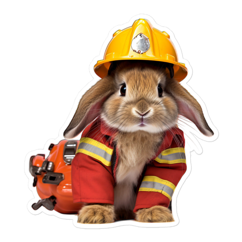 Dutch Brave Firefighter Bunny Sticker - Stickerfy.ai