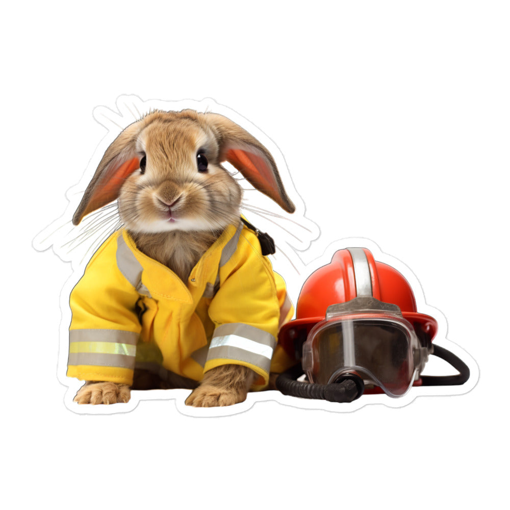 Dutch Brave Firefighter Bunny Sticker - Stickerfy.ai
