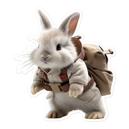 Dwarf Hotot Enthusiastic Student Bunny Sticker - Stickerfy.ai