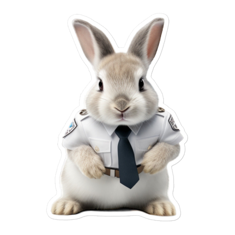 Dwarf Hotot Security Officer Bunny Sticker - Stickerfy.ai