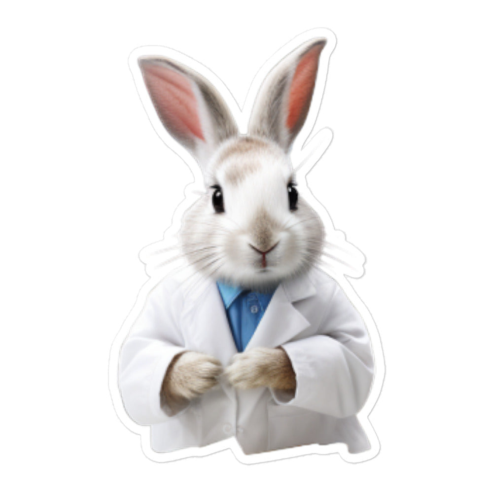 Dwarf Hotot Knowledgeable Pharmacist Bunny Sticker - Stickerfy.ai