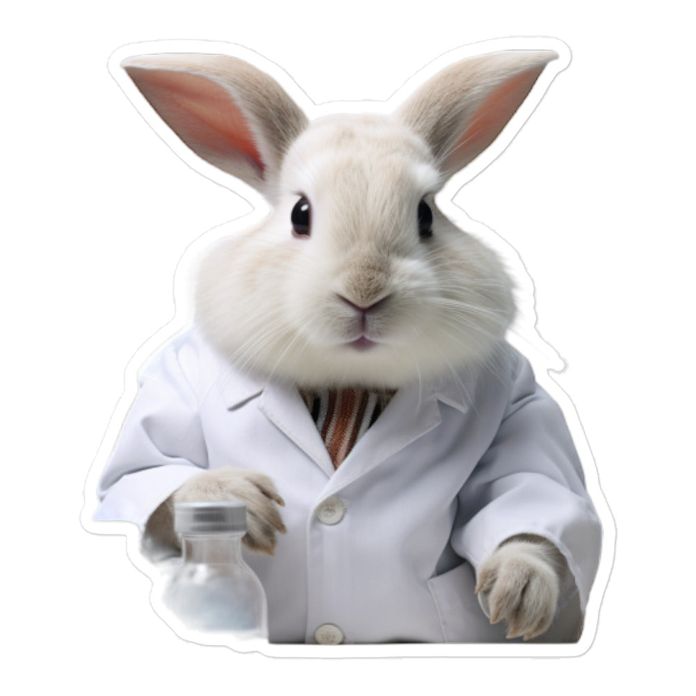 Dwarf Hotot Knowledgeable Pharmacist Bunny Sticker - Stickerfy.ai