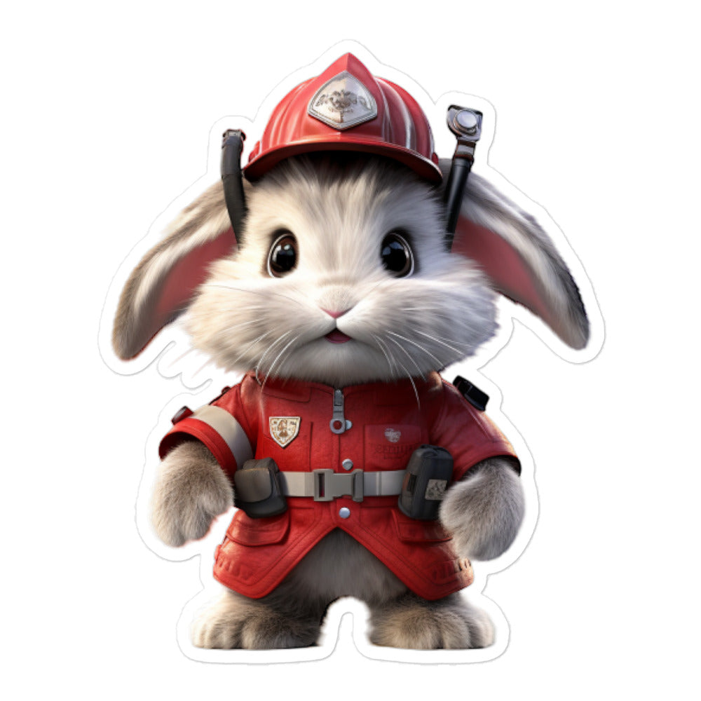 Dwarf Hotot Brave Firefighter Bunny Sticker - Stickerfy.ai