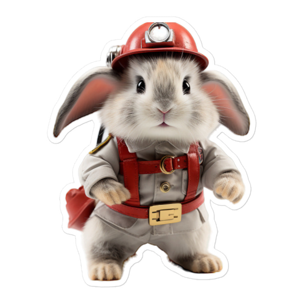 Dwarf Hotot Brave Firefighter Bunny Sticker - Stickerfy.ai