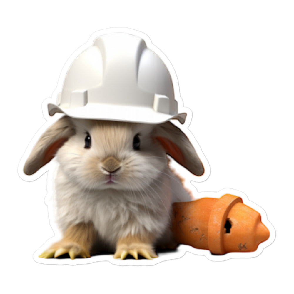 Dwarf Hotot Contractor Bunny Sticker - Stickerfy.ai